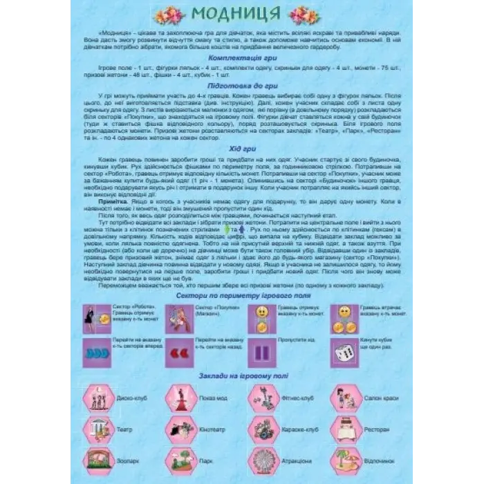 Настільна гра для дівчаток "Модниця"