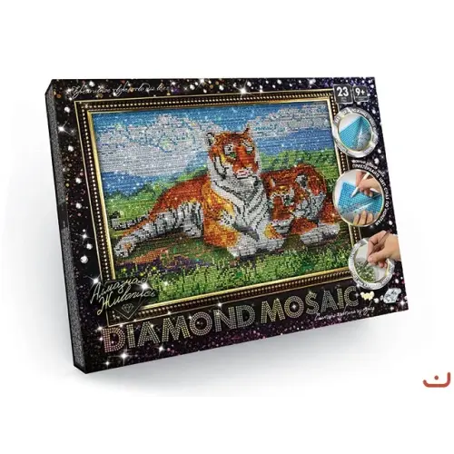 Алмазная живопись "DIAMOND MOSAIC", "Тигры"