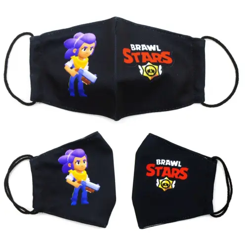 Многоразовая 4-х слойная защитная маска "BRAWL STARS Шелли " размер 3, 7-14 лет