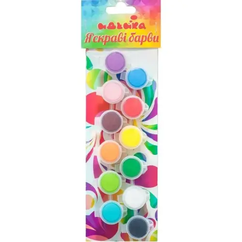 Набір акрилових фарб "Яскраві фарби", 12 шт