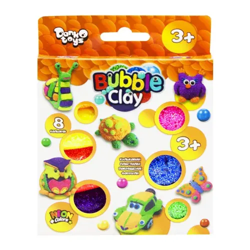 Уценка. Шариковый пластилин "Bubble Clay" 8 цветов укр - частично начал подсыхать