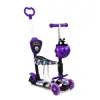 Уцінка. Дитячий самокат 5 в 1 "Best Scooter", квіточки, підсвічування платформи (фіолетовий) - тріснутий корпус спереді ( на роботу невпливає)