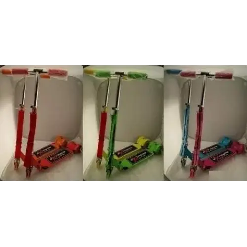Уценка. Самокат 12019 (6шт) ʼʼExtreme Motionʼʼ свет., железн./алюм.,3 колеса PVC,амортиз.,в кор.,37*10*75 см - Порванная упаковка, одно колесо немного косит
