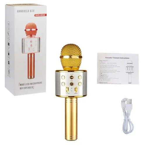 Уцінка. Безпровідний мікрофон-караоке, золотий - Пошкоджена упаковка\не товарний вигляд
