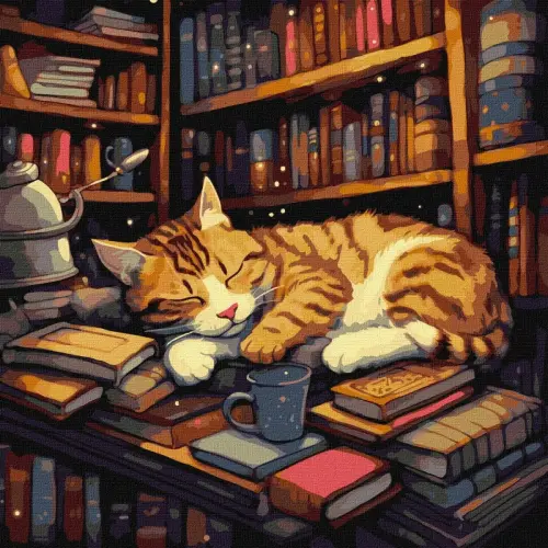 Картина за номерами "Пухнастий книголюб"