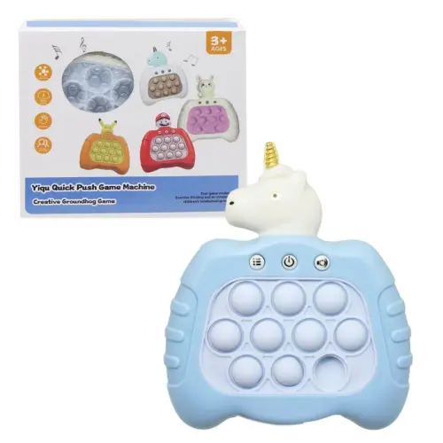 Уценка. Электронная игра "Finger Press Pop-It Console: Единорог" (голубой). Транспортная упаковка Не корректно работает электроника
