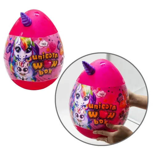Уценка. Игрушка-сюрприз "Unicorn WOW Box", укр (малиновый) Поломанное яйцо, содержимое в порядке полной комплектации
