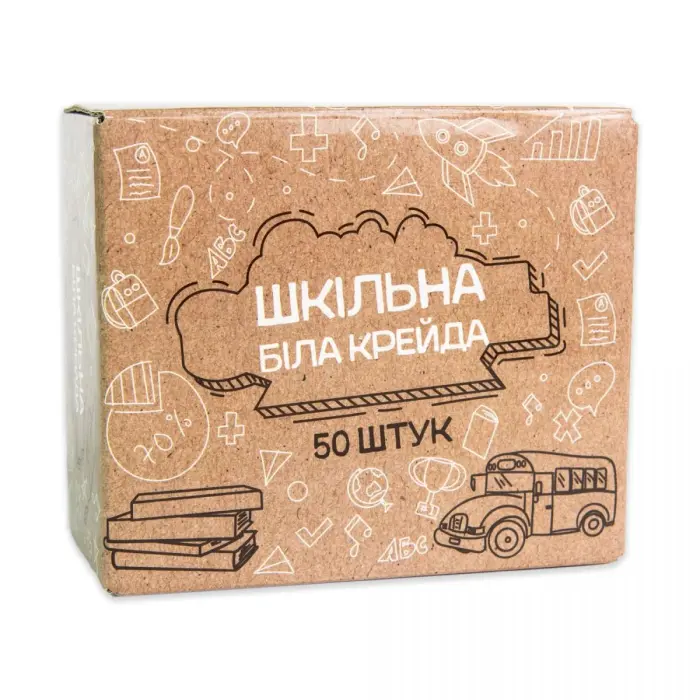 Белый мел "Школьный", 10 см, 50 штук