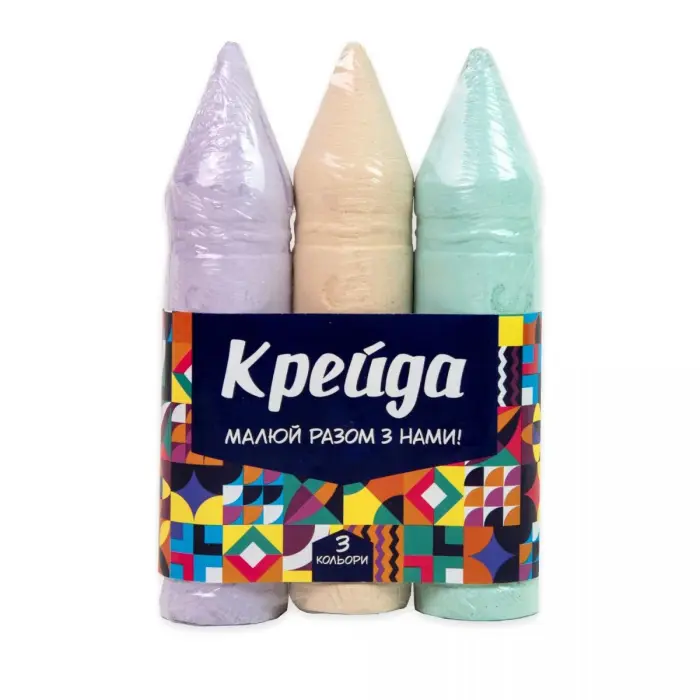 Набор мела "Карандаш", цветной, 15 см, 3 штуки