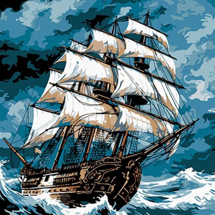 Картина по номерам на черном фоне "Морской шторм" 40х40