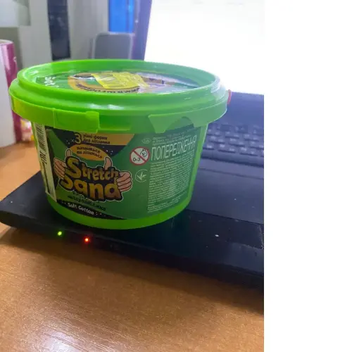 Уценка. Кинетический песок "Stretch Sand", 400 г, укр (зеленый) треснутый