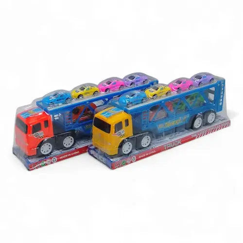 Уцінка. Автовоз-трейлер інерційний, 6 машинок - Пошкодженка упаковка
