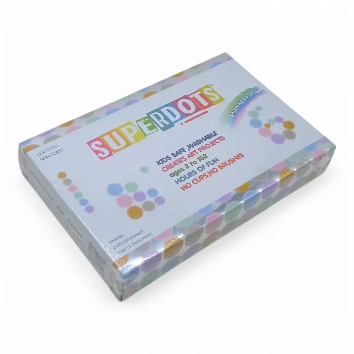 Крапкові маркери 6 кольорів, пастельні, золотий, срібний, обʼєм маркера 60 мл, в коробці