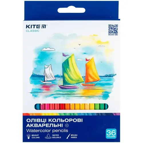 Олівці кольорові акварельні, 36 шт. Kite Classic