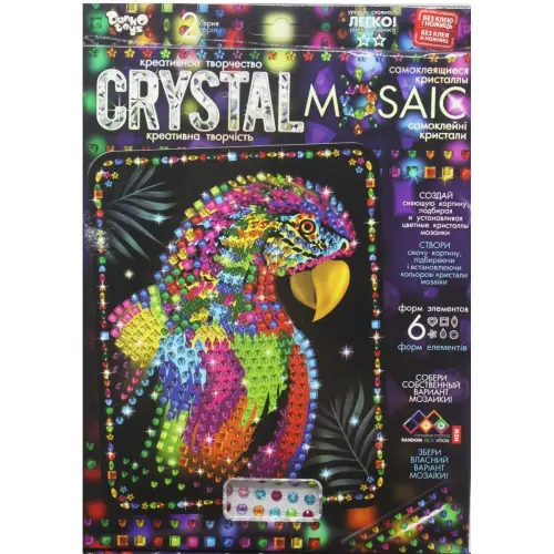 Уцінка. Набір для креативної творчості "CRYSTAL MOSAIC", "Папуга" - порвата коробка