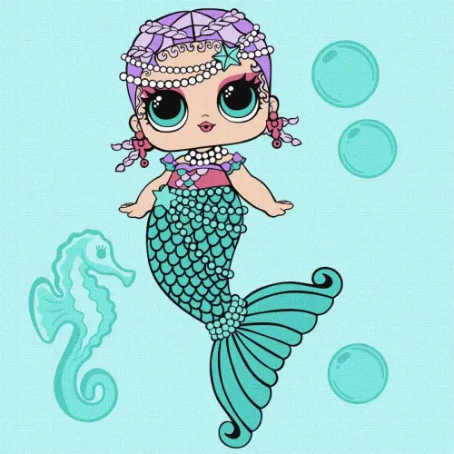 Картина за номерами з фарбами металік "L.O.L. Surprise! Mermaids Merbaby" 40х40 см