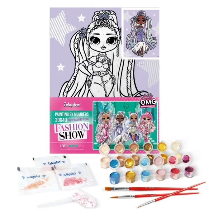 Картина по номерам со стразами "L.O.L. Surprise! O.M.G. Fashion show Lady Braids" 30х40 см