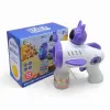 Уцінка. Пістолет з мильними бульбашками довжина 18 см, мильний розчин, на батарейках, підсвітка, автоматичний принцип роботи, в коробці (бузковий) Не працює