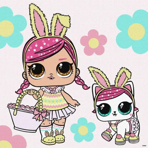 Картина по номерам с красками металлик "L.O.L. Surprise! Spring Bling Hops with Kittea" 40х40 см