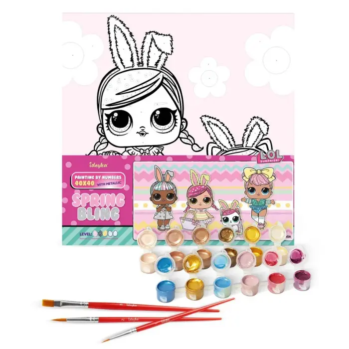Картина за номерами з фарбами металік "L.O.L. Surprise! Spring Bling Hops with Kittea" 40х40 см