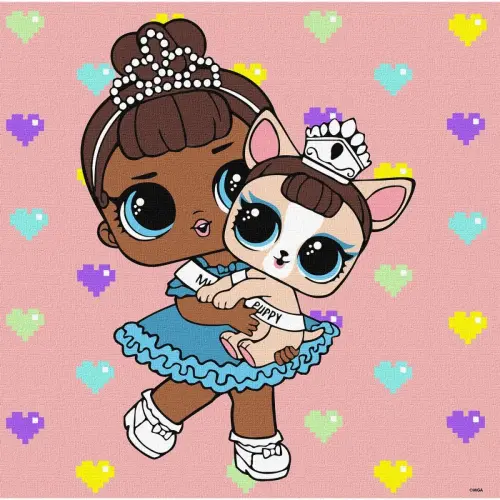 Картина по номерам с красками металлик "L.O.L. Surprise! TroopSurprise Miss Baby With Miss Puppy" 40х40 см