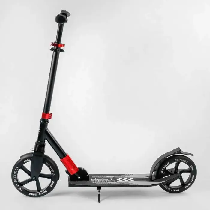 Самокат алюминиевый "Best Scooter" (колеса PU, d переднего колеса – 230мм, d заднего колеса – 215мм, 1 амортизатор передний, в коробке)