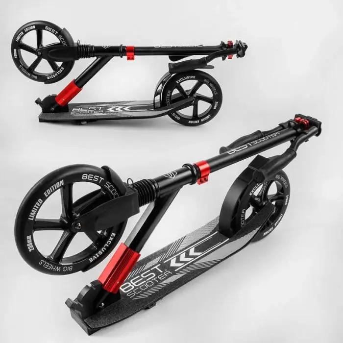 Самокат алюминиевый "Best Scooter" (колеса PU, d переднего колеса – 230мм, d заднего колеса – 215мм, 1 амортизатор передний, в коробке)