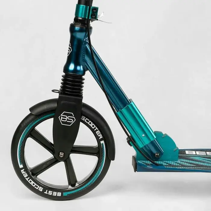 Самокат алюмінієвий "Best Scooter" (колеса PU, ФАРА, затискач керма, d передніх коліс - 230мм, d задніх коліс 200мм, 1 амортизатор передній)