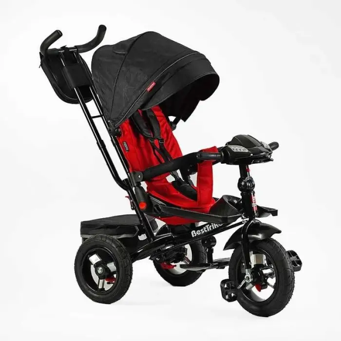 Велосипед-коляска Best Trike ПОВОРОТНЕ СИДІННЯ, СКЛАДНЕ КЕРМО, ФАРА МУЗИЧНА З USB,Bluetooth НАДУВНІ КОЛЕСА, ПУЛЬТ ВКЛЮЧЕННЯ СВІТЛА І ЗВУКУ