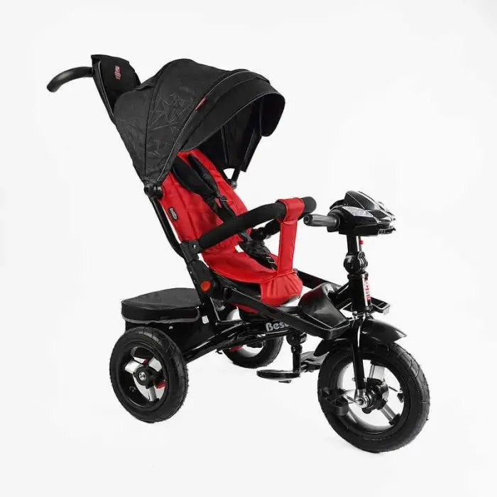 Велосипед-коляска Best Trike ПОВОРОТНЕ СИДІННЯ, СКЛАДНЕ КЕРМО, ФАРА МУЗИЧНА З USB,Bluetooth НАДУВНІ КОЛЕСА, ПУЛЬТ ВКЛЮЧЕННЯ СВІТЛА І ЗВУКУ