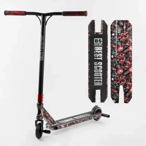 Самокат трюковий "Best Scooter" (HIC-система, ПЕГИ, алюмінієвий диск та дека з ПРИНТОМ, колеса PU, d = 110 мм, ширина керма - 60 см, в коробці)