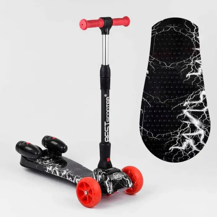 Самокат "Best Scooter. MAXI" (с парогенератором, МУЗЫКА, ДЫМ, ТУРБИНЫ, пластмассовый, колеса PU 120х40мм, складной алюминиевый руль, в коробке