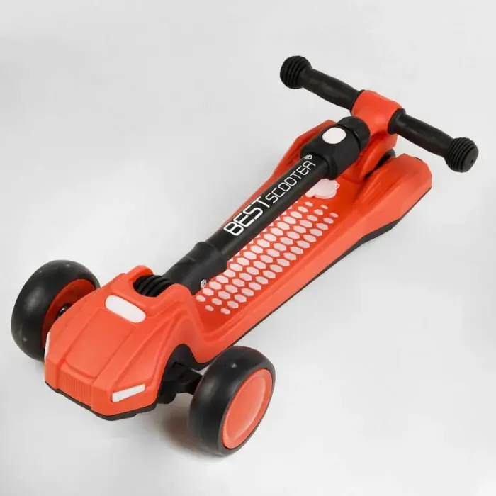 Самокат триколісний LT-12857 Best Scooter з парогенератором складне кермо, ЗВУК МАШИНИ, ДИМ, СВІТЛО, пластмасовий, колеса PU 120х35мм, в коробці