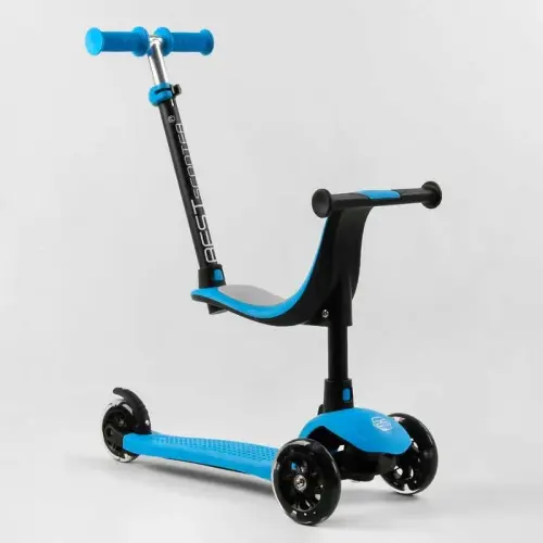 Самокат трехколесный Best Scooter PL-422 колеса PU со светом, сидение, родительская ручка, в коробке
