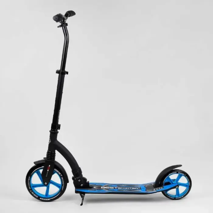 Самокат двухколесный Best Scooter 54664 колеса PU - переднее 23 см, заднее - 20 см, 1 амортизатор, широкий руль, зажим руля, в коробке