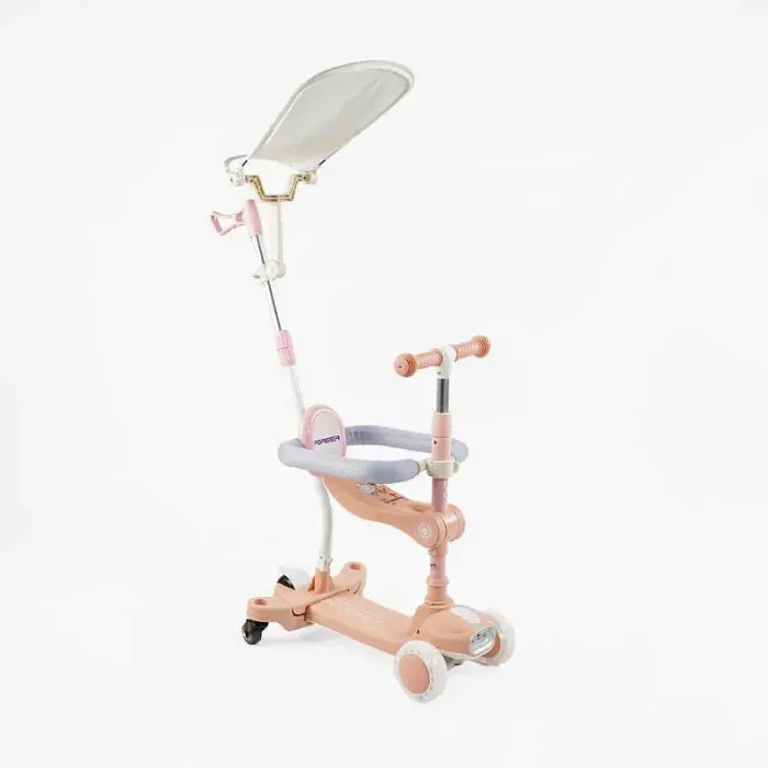 Самокат 5в1 Skyper BT-39904 колеса PU125х40мм со светом, укр озвучивание и подсветка платформы, с ДОП. КОЛЕСАМИ, защитный бампер, в коробке