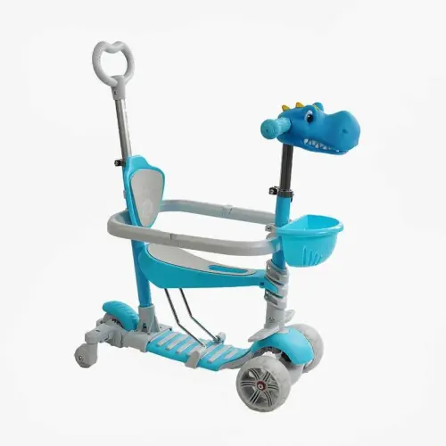 Самокат 5в1 "Best Scooter", з ДОП. КОЛЕСАМИ, захисний бампер, PU колеса зі світлом, в коробці