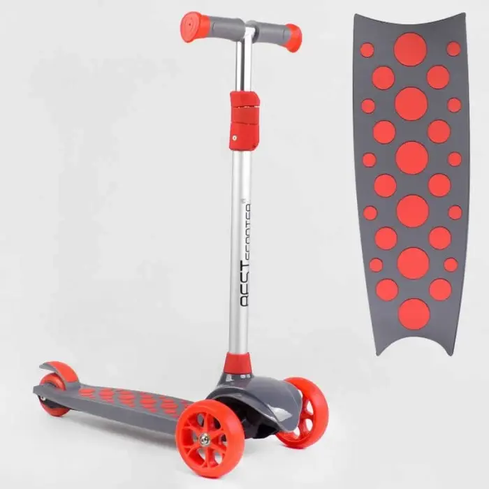 Самокат трехколесный LK-52003 Best Scooter (4) СВЕТ ДЕКИ, КОЛЕС И ДИСКОВ, съёмный руль, передние колёса PU 120х35мм, задние колеса PU 80х30мм