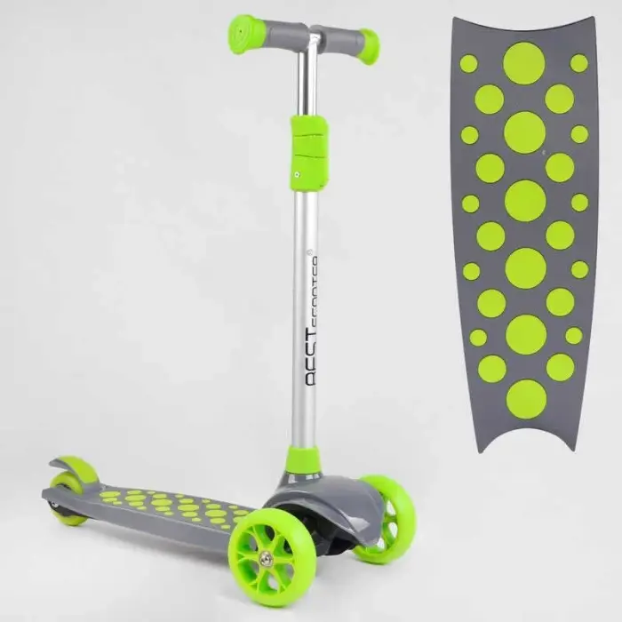 Самокат триколісний LK-70111 Best Scooter (4) СВІТЛО ДЕКИ, КОЛІС І ДИСКІВ, знімне кермо, передні колеса PU 120х35мм, задні колеса PU 80х30мм