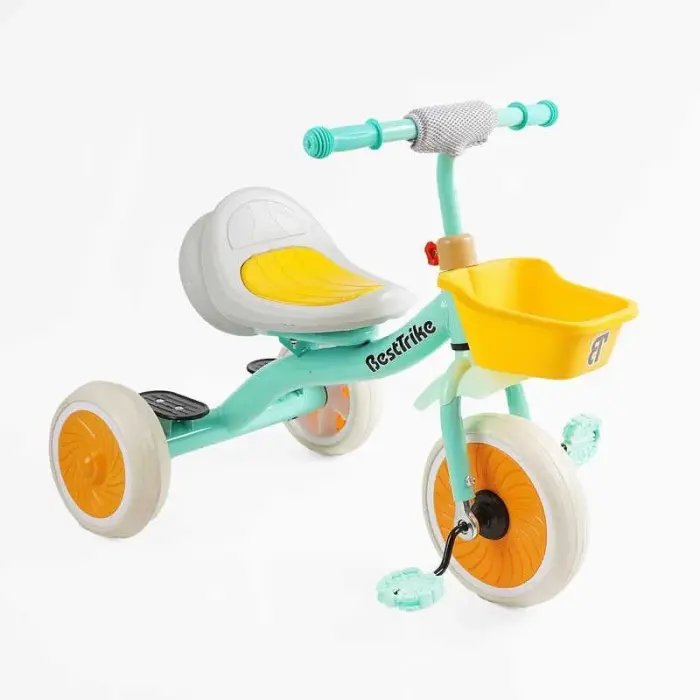 Велосипед 3-х колісний BS-49151 Best Trike (1) колеса EVA переднє 10’’, заднє 8’’, сталева рама, УКР.ОЗВУЧУВАННЯ, світло, кошик, в коробці