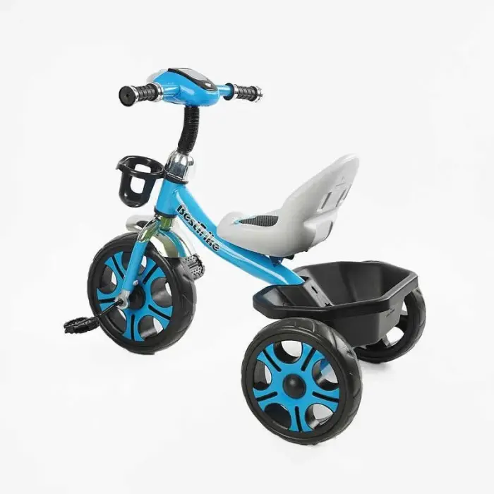 Велосипед 3-х колесный BS-24513 Best Trike (1) колеса EVA переднее 12”, заднее 10”, стальная рама, фара с музыкой и светом, корзина, в коробке