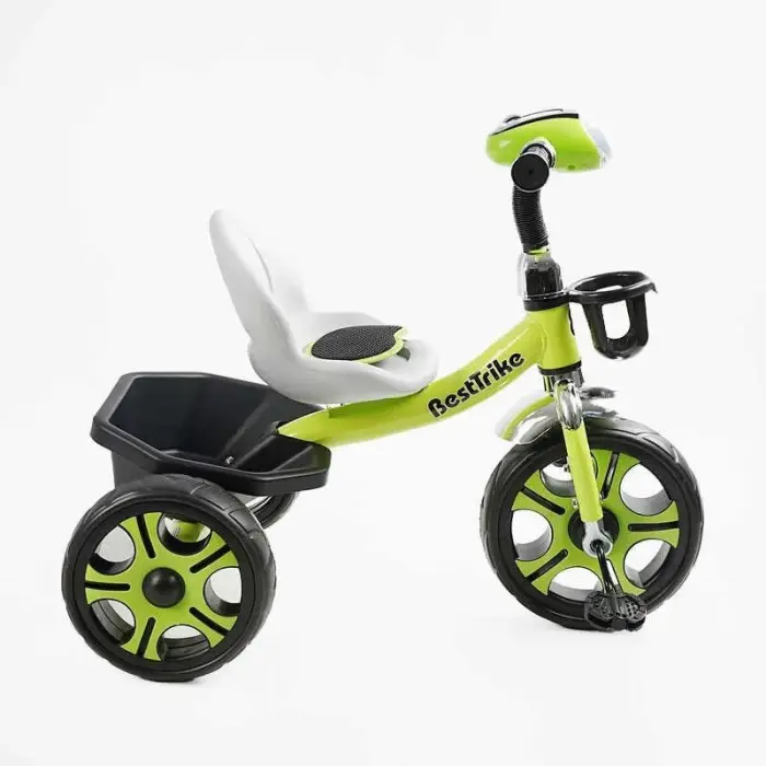 Велосипед 3-х колесный BS-25084 Best Trike (1) колеса EVA переднее 12”, заднее 10”, стальная рама, фара с музыкой и светом, корзина, в коробке