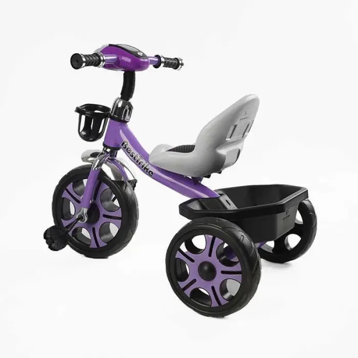 Велосипед 3-х колесный BS-27102 Best Trike (1) колеса EVA переднее 12”, заднее 10”, стальная рама, фара с музыкой и светом, корзина, в коробке