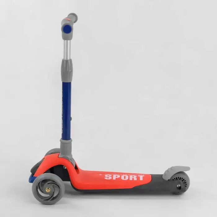 Самокат трехколесный F-44077 (6) Best Scooter, КРАСНЫЙ, складной алюминиевый руль, 3 колеса PU со светом, d=120*35мм