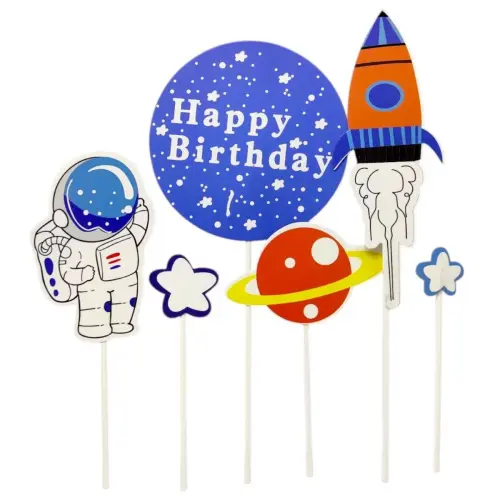 Топпер на торт Happy Birthday дитячий - КОСМОС