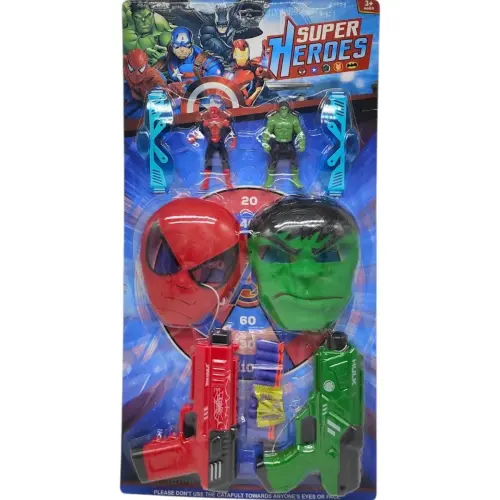 Набор героя "SUPER HEROES" (2 фигурки, 2 пары очков, 2 маски, пистолет с механическим принципом работы, мягкие патроны, орбизы)