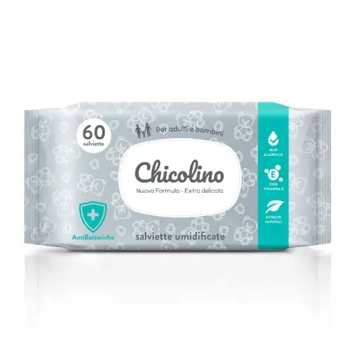 Салфетки влажные для взрослых и детей антибактериальная Chicolino, 60 шт