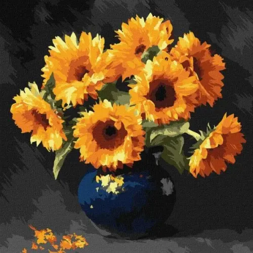 Картина за номерами "Соняшник в темряві" 40x40см