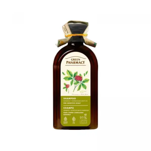 Green Pharmacy шампунь 350мл Женьшень/марокканська мята для чутливої шкіри голови