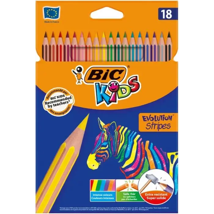 Карандаши цветные BIC Evolution Stripes 18 цветов